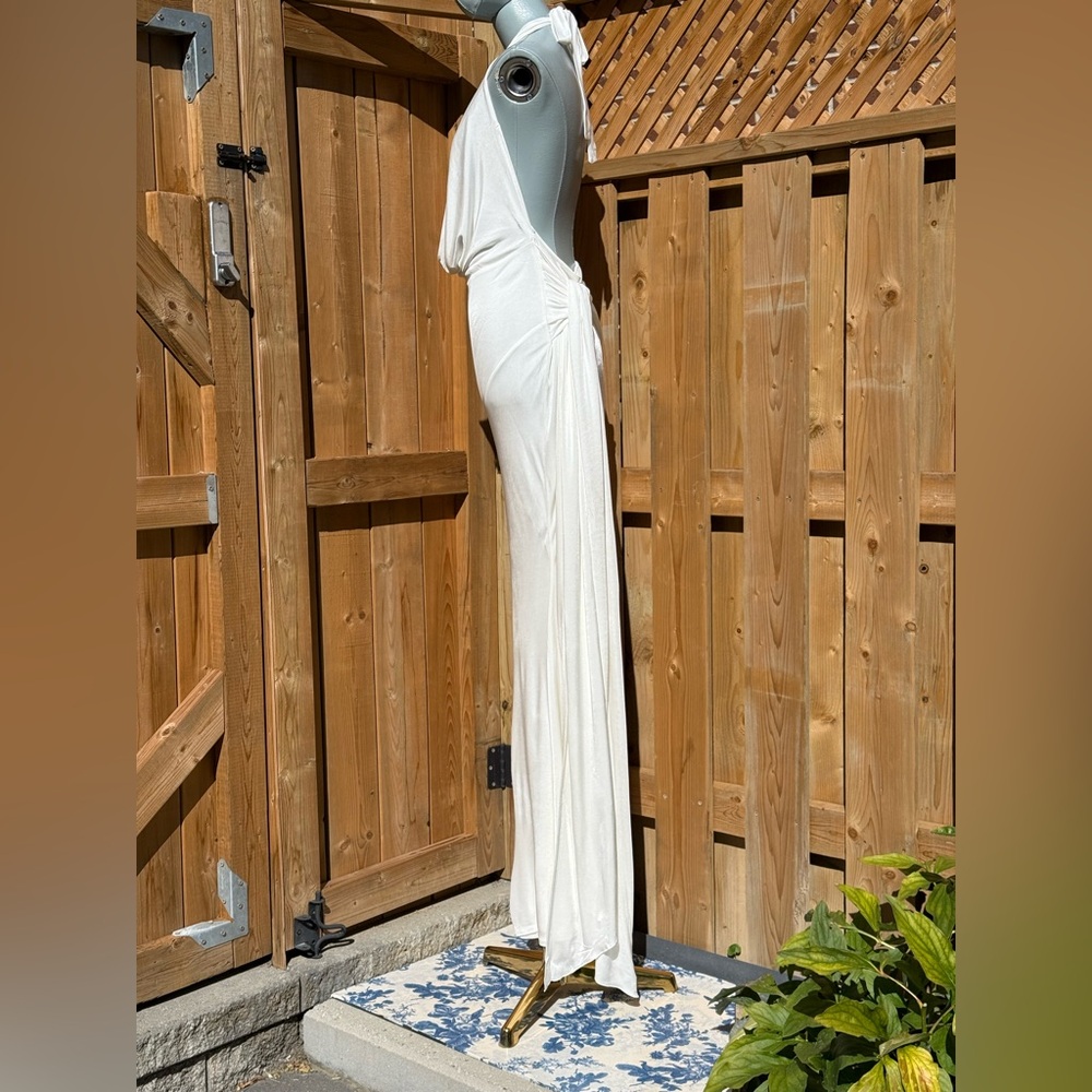 🆕 RAT & BOA 🧿 NWOT Winona White Slinky Cowl Neck Jersey Gown, Sz S - Picture 8 of 17